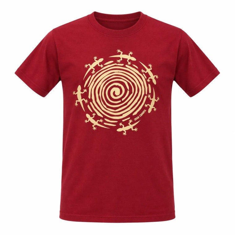 Red Adult T-Shirt with Spiral Lizard Design