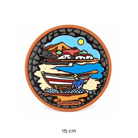 Plato de Cerámica Artesanal - Pescador Canario