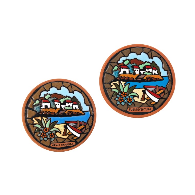 Plato de Cerámica Artesanal 10 cm - Barca y Casas