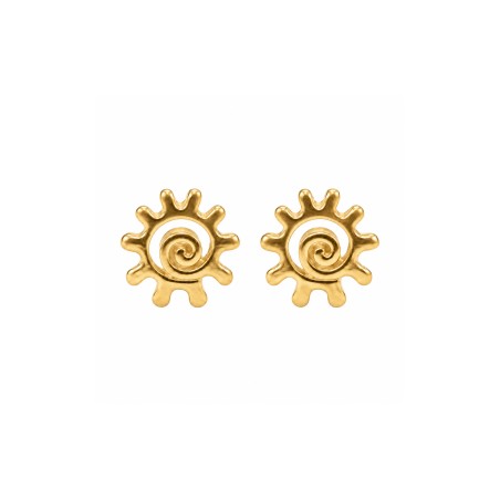 Pendientes Dormilona Dorados Sol con Espiral