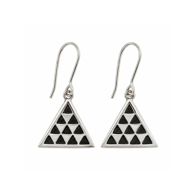 Long Canarian Pintadera Triangle Earrings