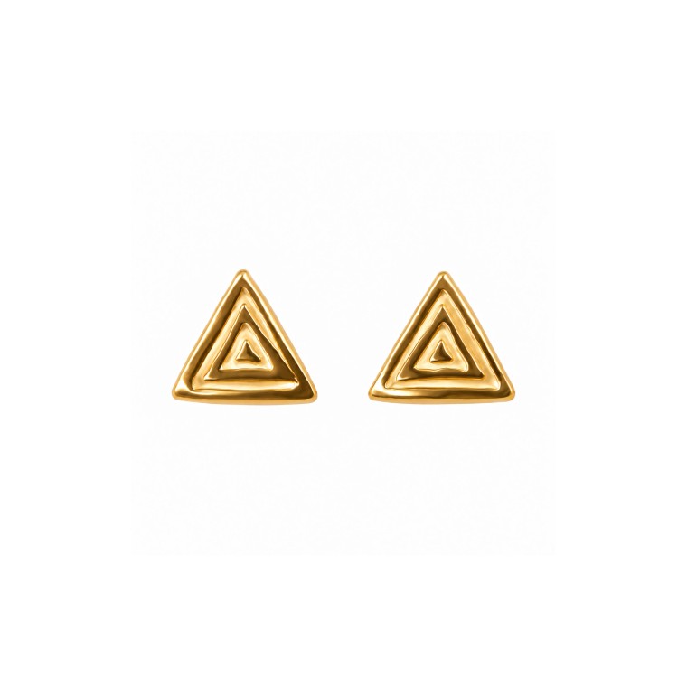 Pendientes Dormilona Pintadera Canaria Triangular Dorada