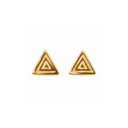 Pendientes Dormilona Pintadera Canaria Triangular Dorada