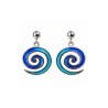 Pendientes Pintadera Espiral Canaria Esmaltados en Azul