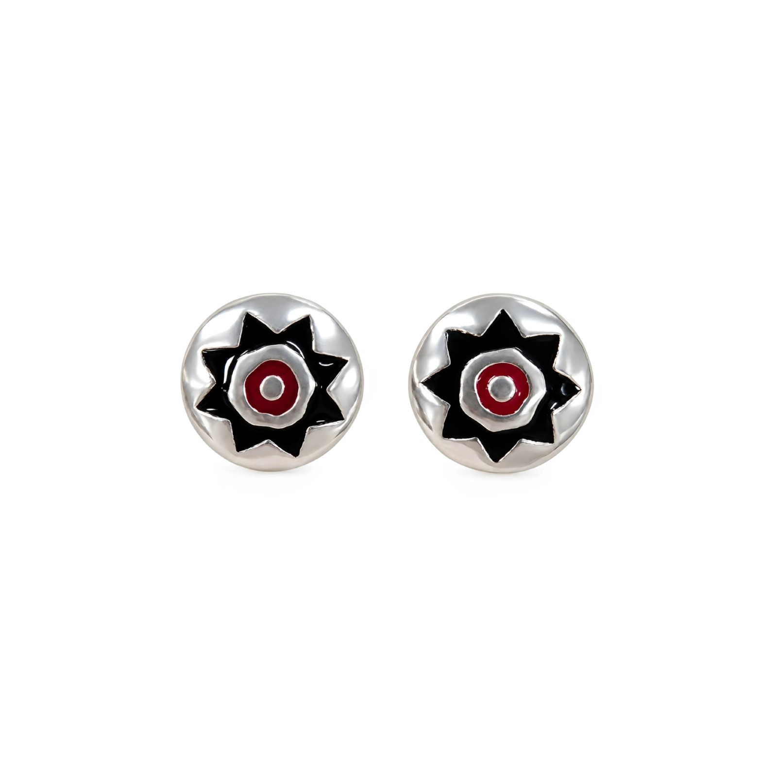 Red and Black Sun Pintadera Stud Earrings