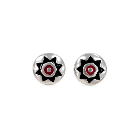 Pendientes de Presión Pintadera Sol Rojo y Negro