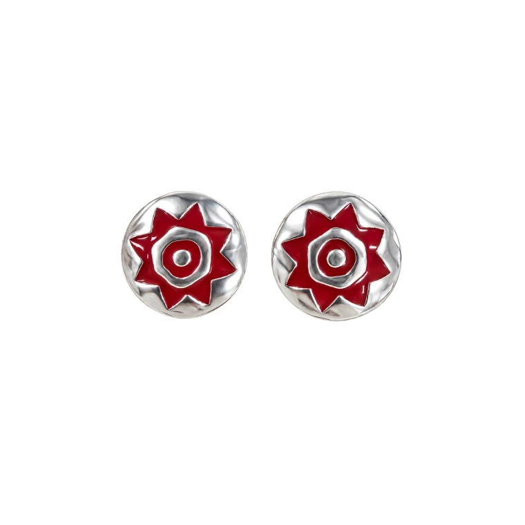 Pendientes de Presión Pintadera Sol Rojo