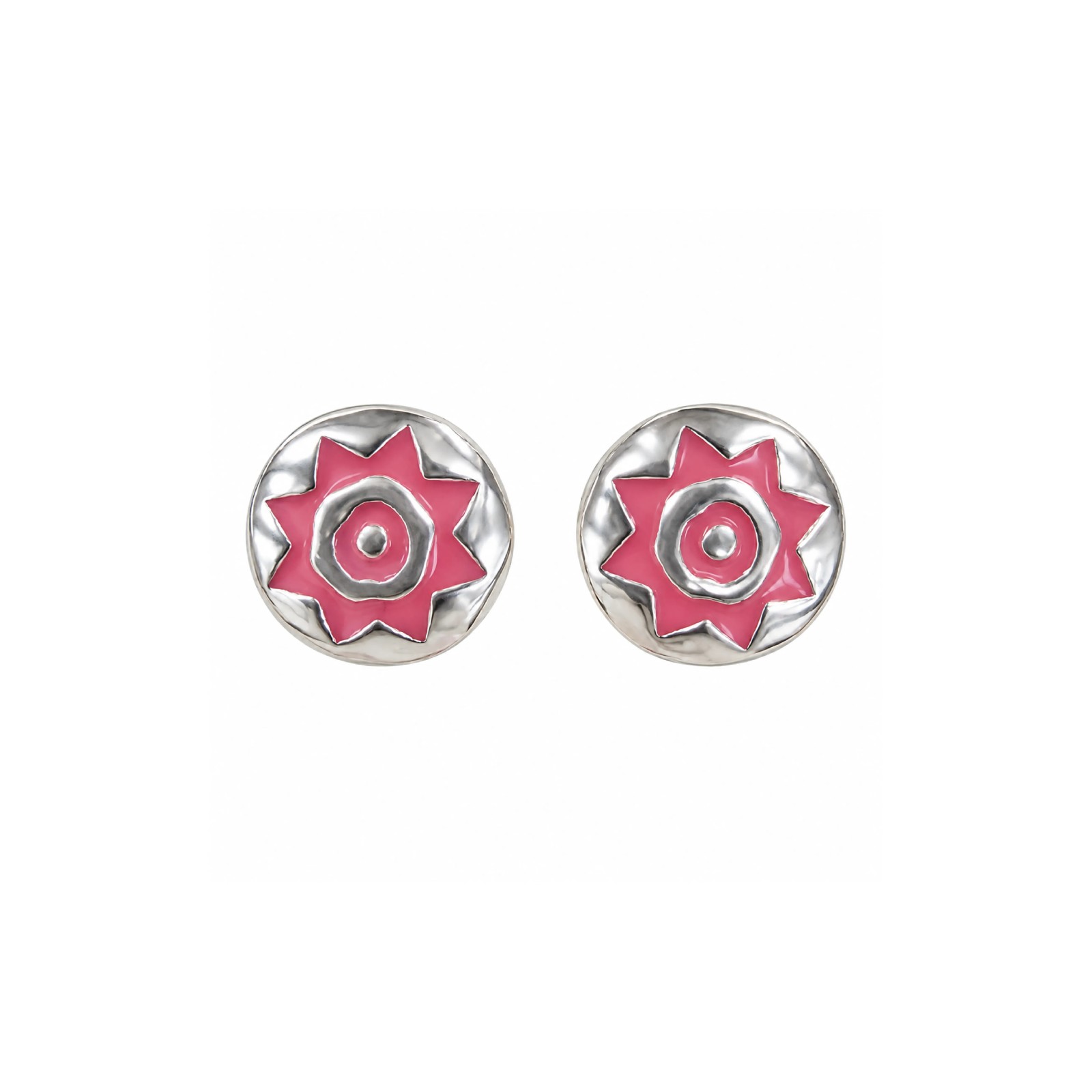 Pink Sun Pintadera Stud Earrings