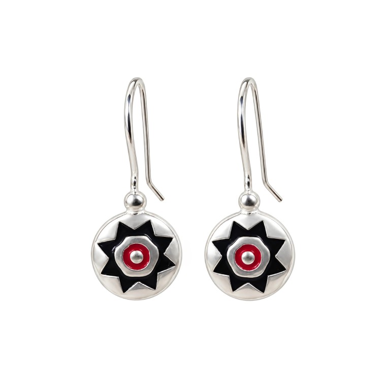 Pendientes Pintadera Sol Negro y Rojo