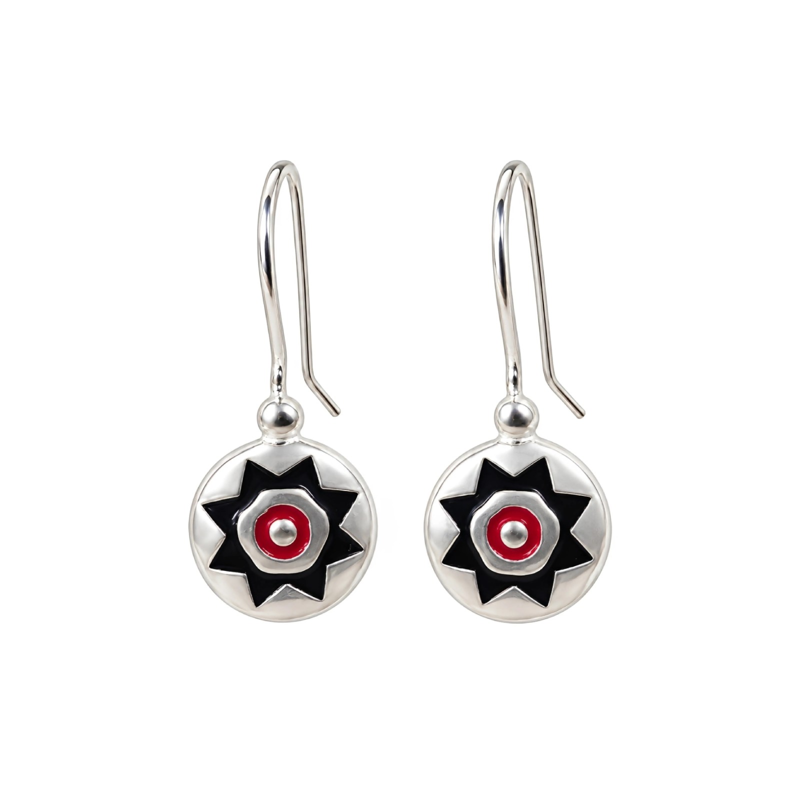 Pendientes Pintadera Sol Negro y Rojo