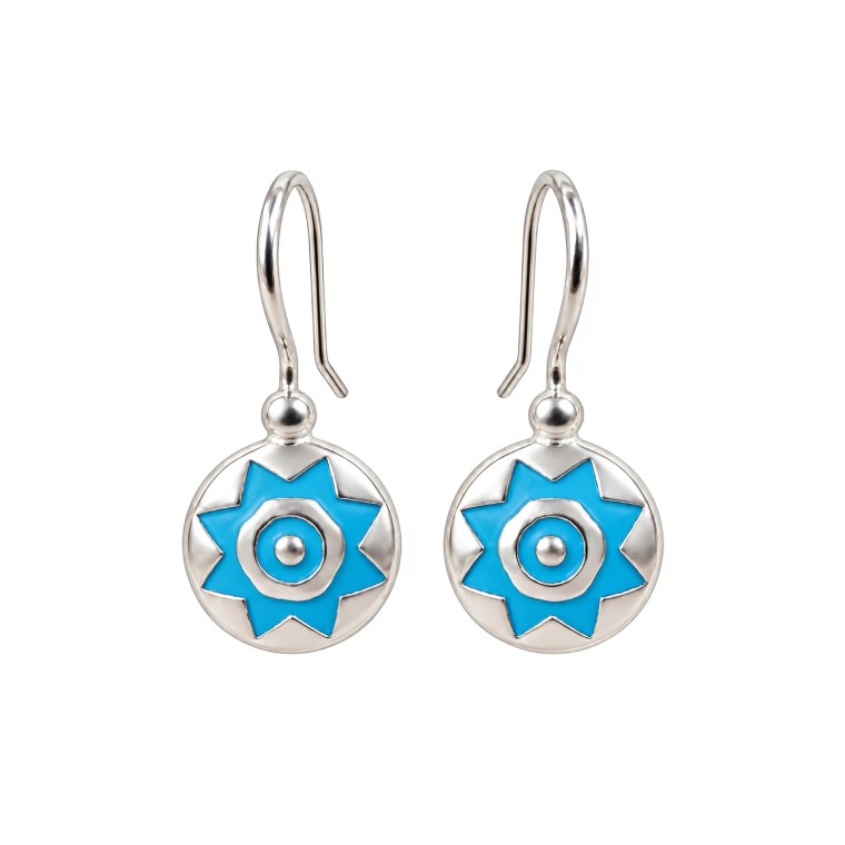 Light Blue Sun Pintadera Earrings