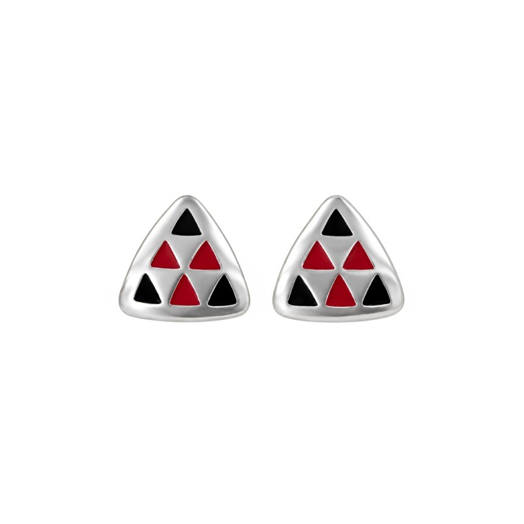Pendientes de Presión Pintadera Triángulo Rojo y Negro