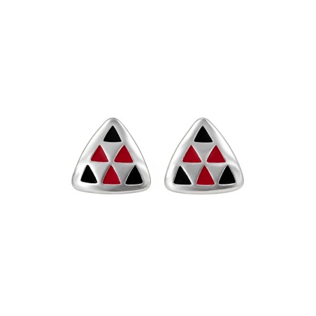 Red and Black Triangle Pintadera Stud Earrings
