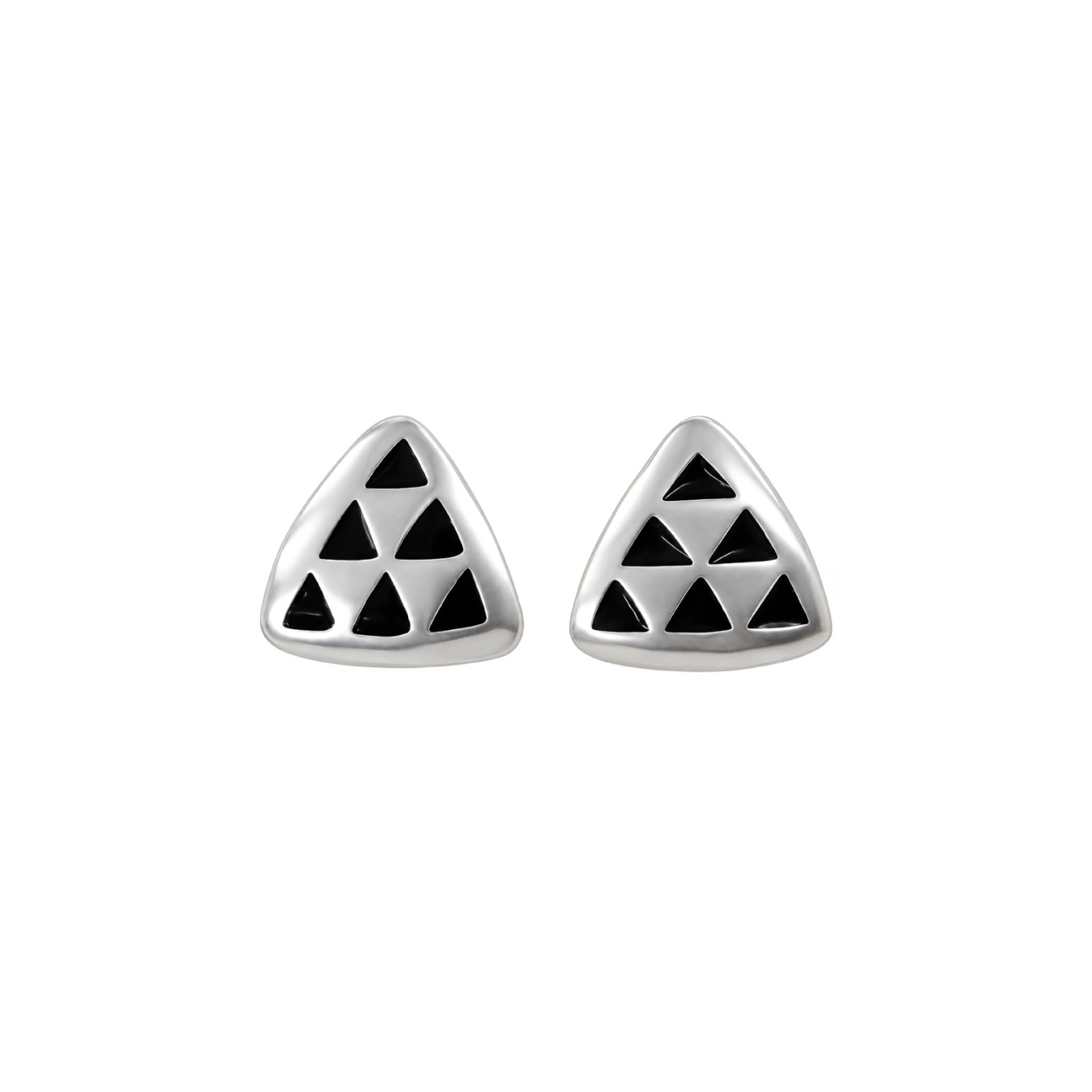 Black Triangle Pintadera Stud Earrings