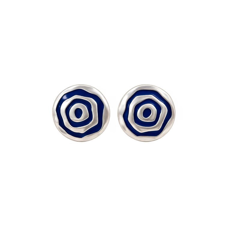 Pendientes de Presión Pintadera Espiral Azul Marino