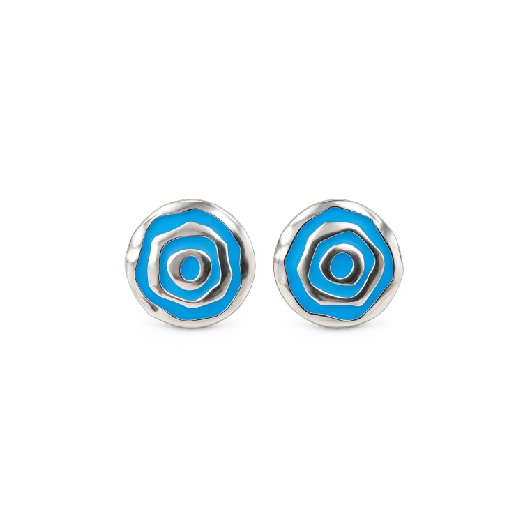 Light Blue Spiral Pintadera Stud Earrings