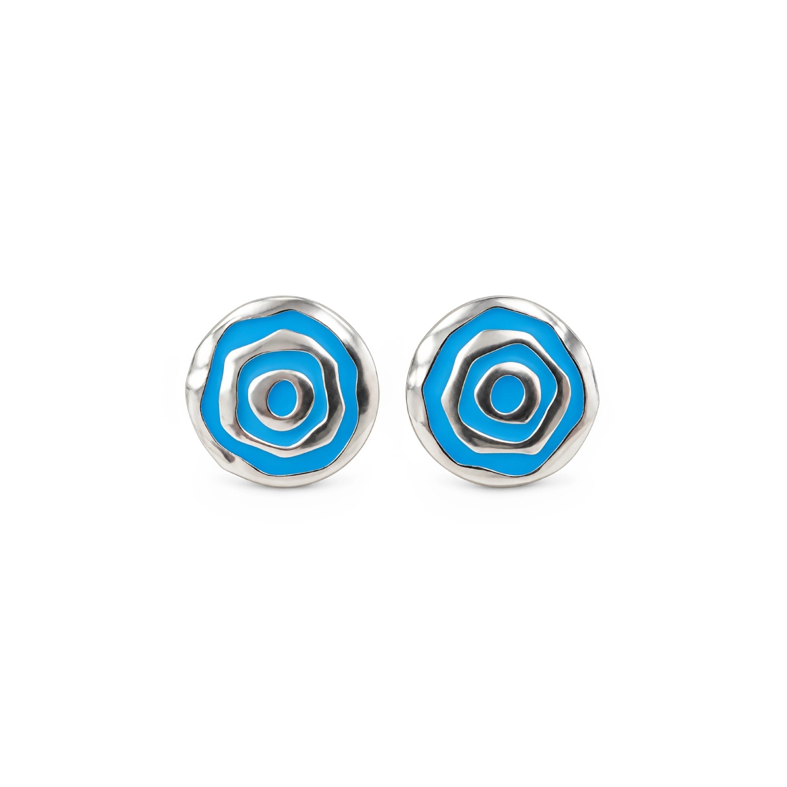 Pendientes de Presión Pintadera Espiral Azul Claro