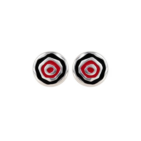 Pendientes de Presión Pintadera Espiral Rojo y Negro