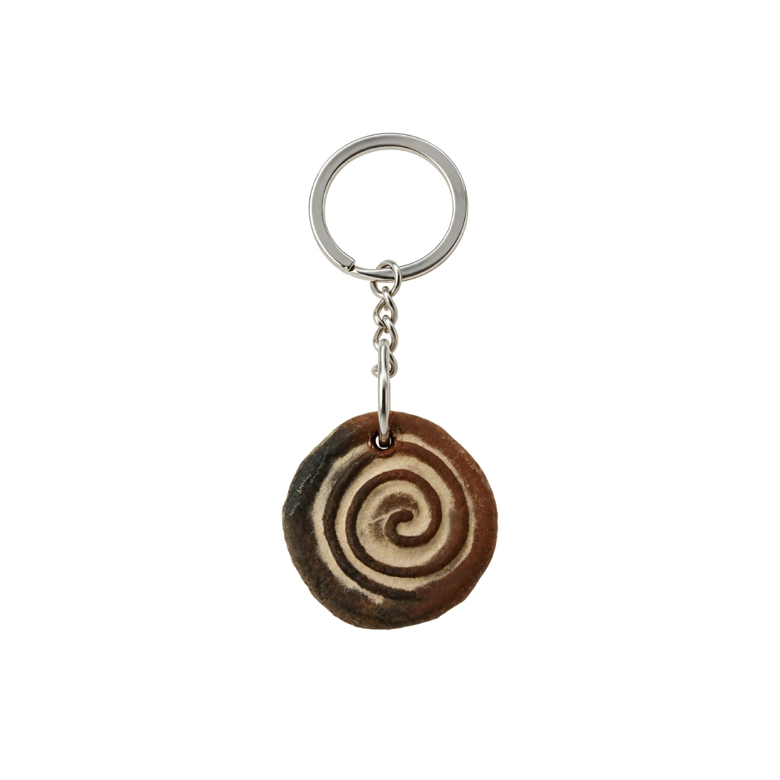 Canarian Spiral Pintadera Ceramic Keychain 01