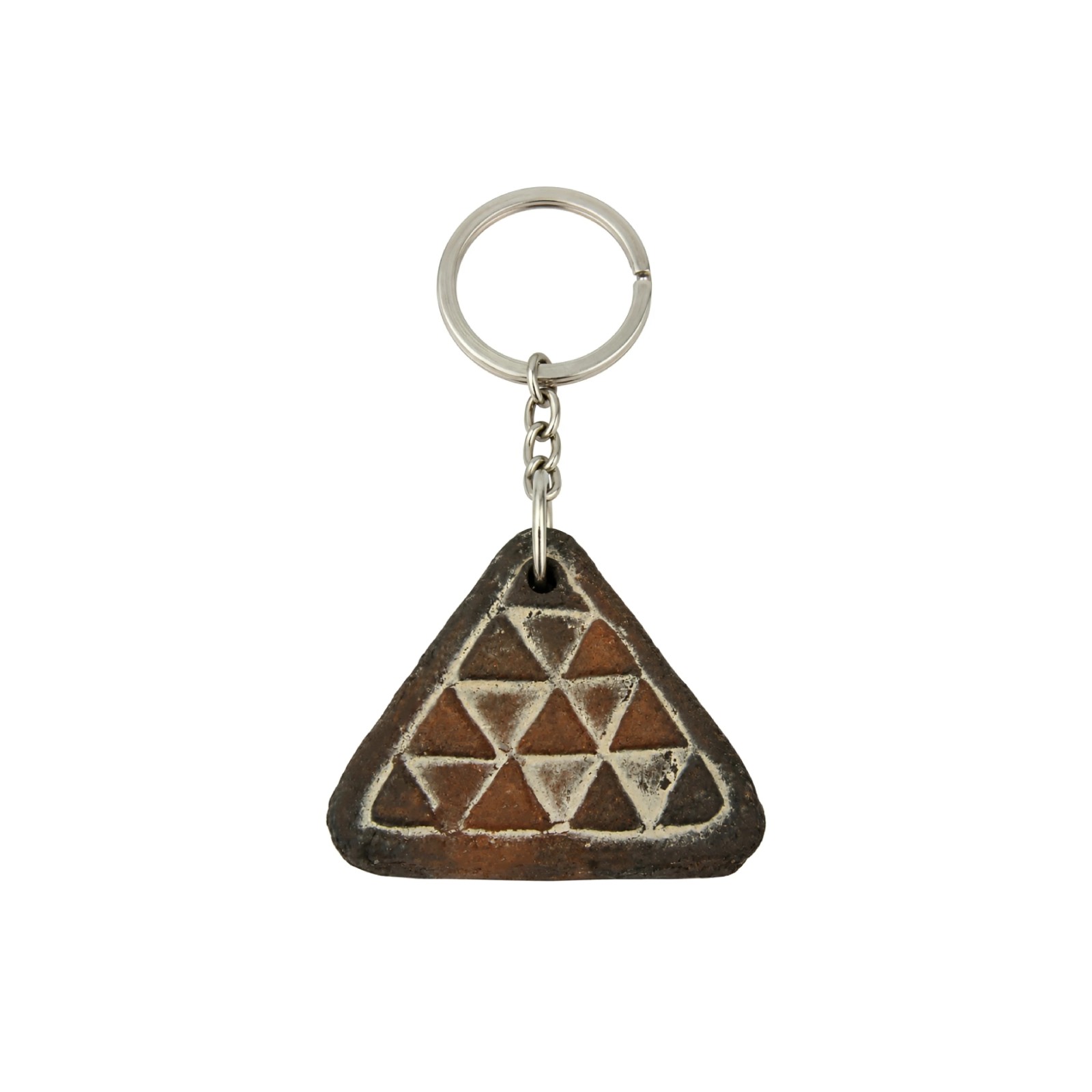 Canarian Triangle Pintadera Ceramic Keychain 01