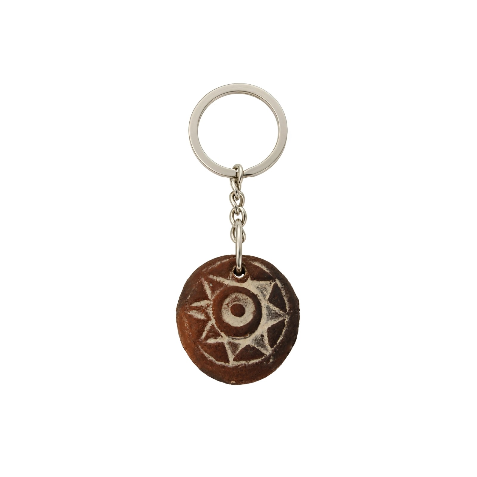 Canarian Sun Pintadera Ceramic Keychain