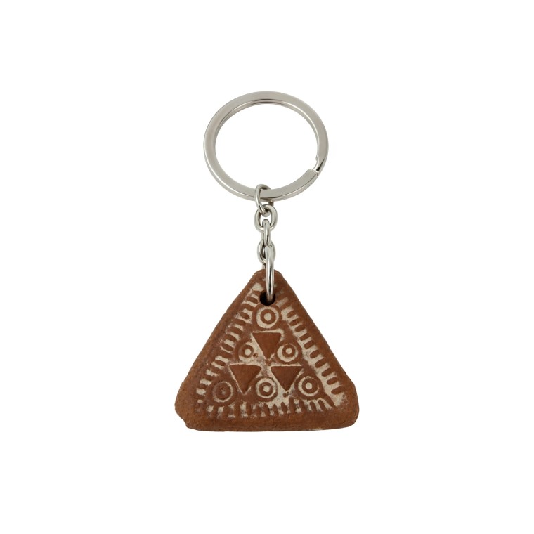 Canarian Triangle Pintadera Ceramic Keychain 03