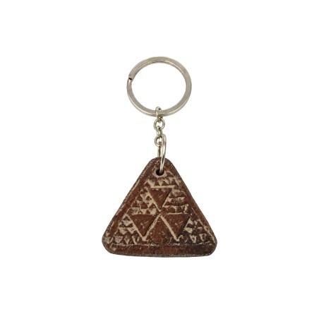 Canarian Triangle Pintadera Ceramic Keychain 02